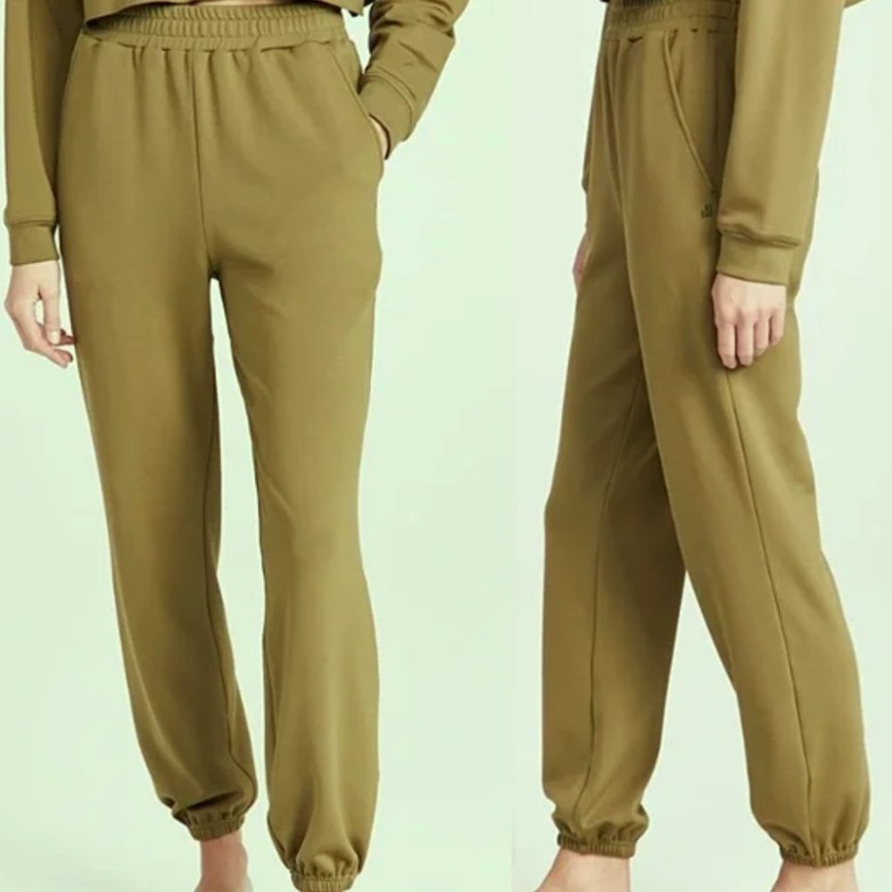NEW WeWoreWhat Brushed Back Ultra Soft Jogger Pants in Army Green